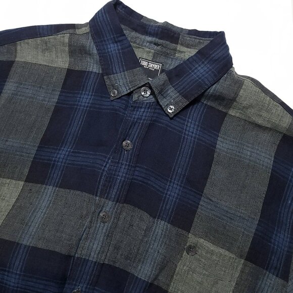 TODD SNYDER Men's Large Made in Portugal 100% Linen Plaid Button Up Shirt - Picture 2 of 11